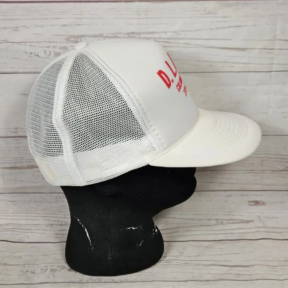 SHOWBOAT D.L. Miller Construction Trucker Hat Mens Snapback White Red Vintage